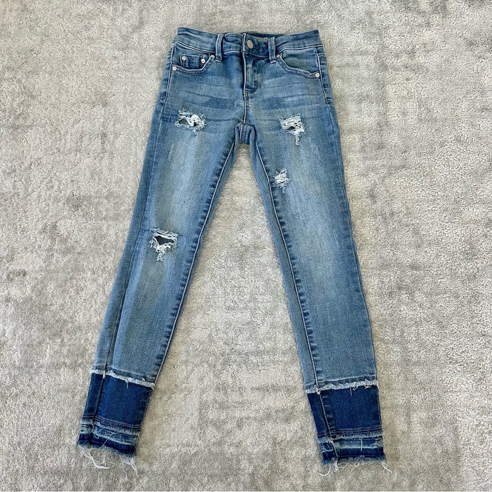 Tractr Girl’s Distressed Blue Skinny Jeans - Size 7